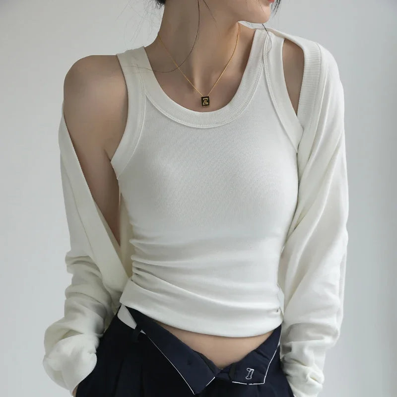 2024 Women's Vest Tops with Built In Bra Neck Vest Padded Slim Fit Tank Tops Sexy Shirts Feminino Casual